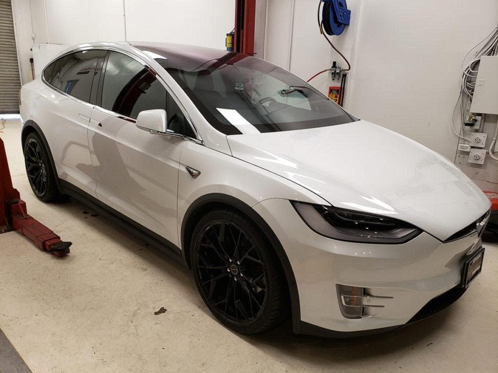 Brixton Forged aftermarket performance wheels and tires installed for Tesla at Speed Projects Lab in Richmond.